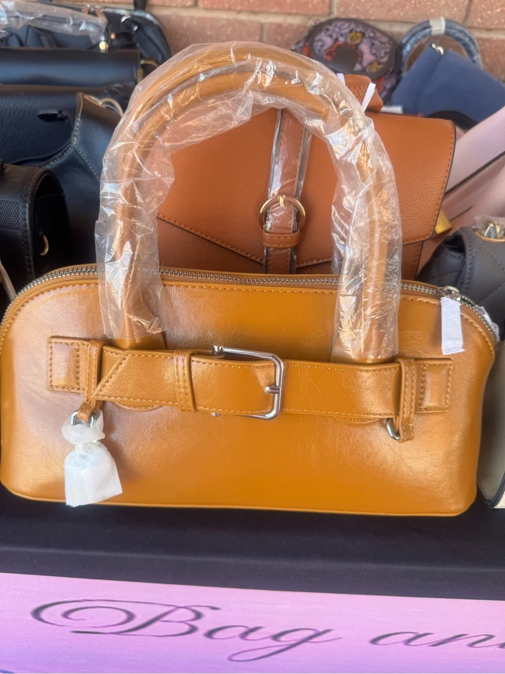 Classic Tan Leather Satchel Handbag